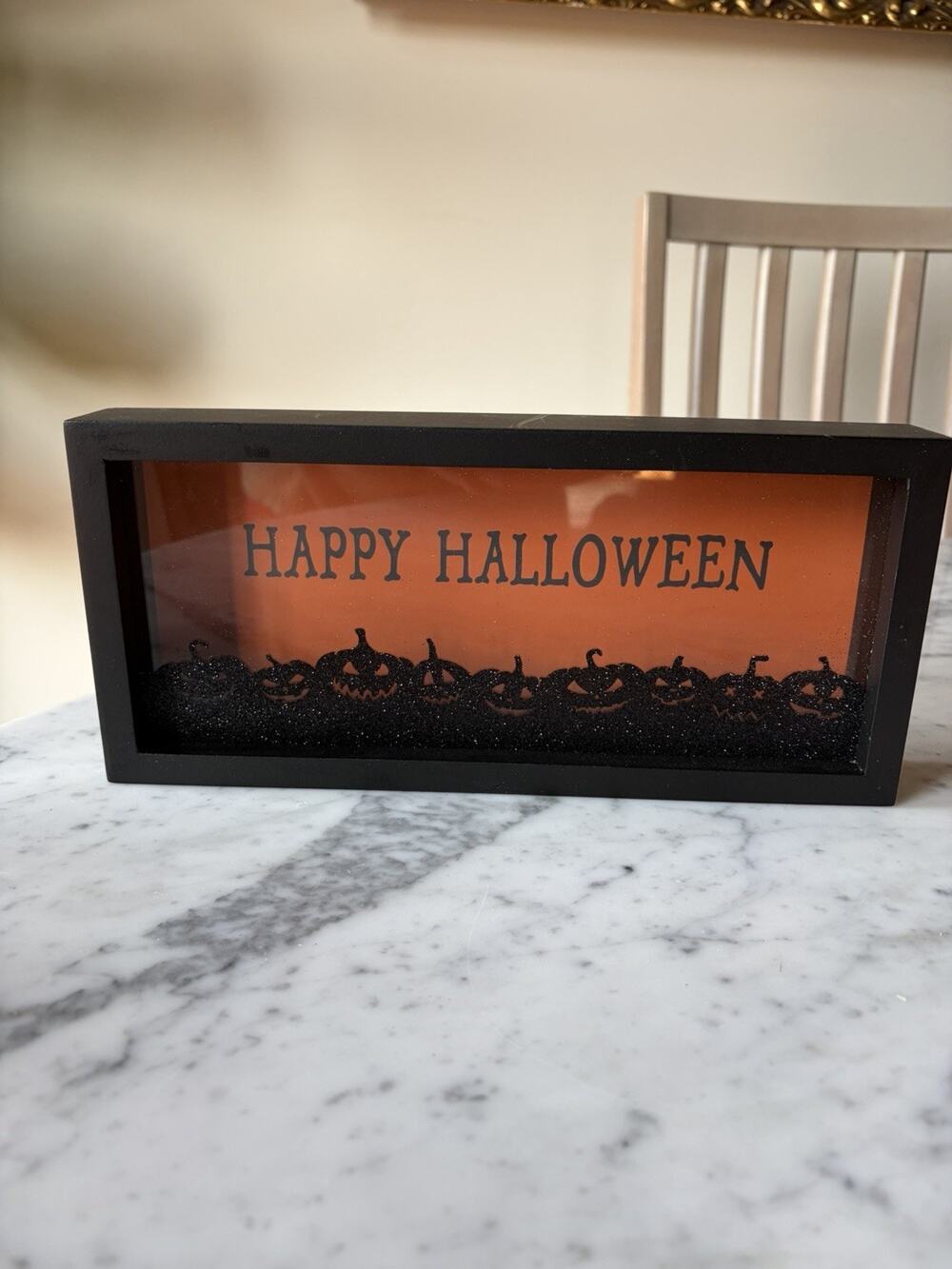 Quill to Paper by Sixtrees Happy Halloween Shadow Box Wall Art Orange Black